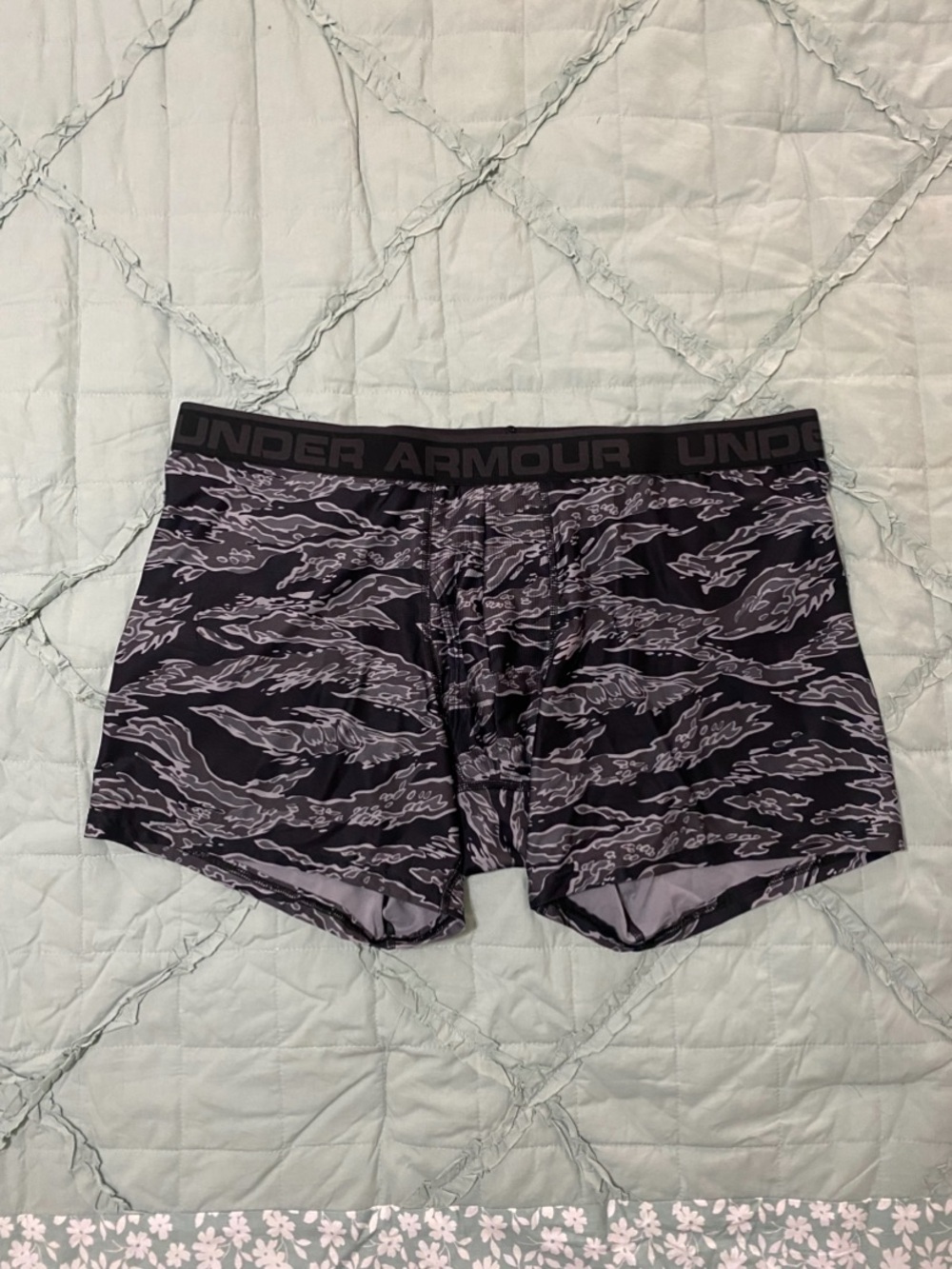 Under Armour Black & Gray Tiger Camo Boxer Briefs